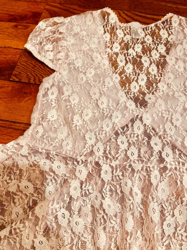 NWOT BABY PINK Lace see through Cap Sleeve Babydoll high low Top size L - Image 16