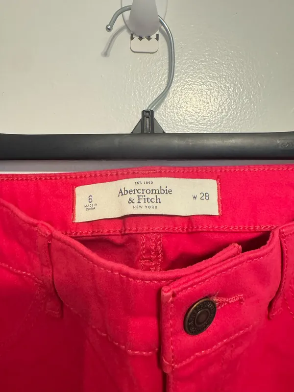 Abercrombie & Fitch Women Velvet Pants Pink 6/28 W Skinny Zip - Image 3