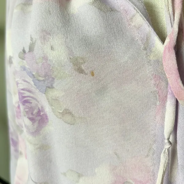 LoveShackFancy Popover Lavender Purple Silk Floral Tiered Ruffle Mini Dress XS - Image 5