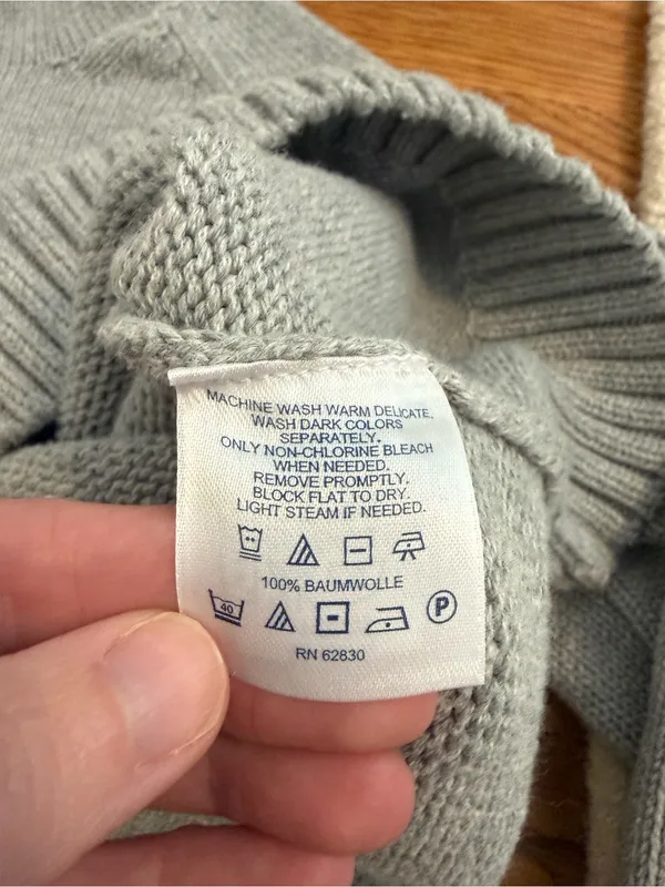 Lands' End Roll Neck Cotton Sweater Grey Size Small - Image 2