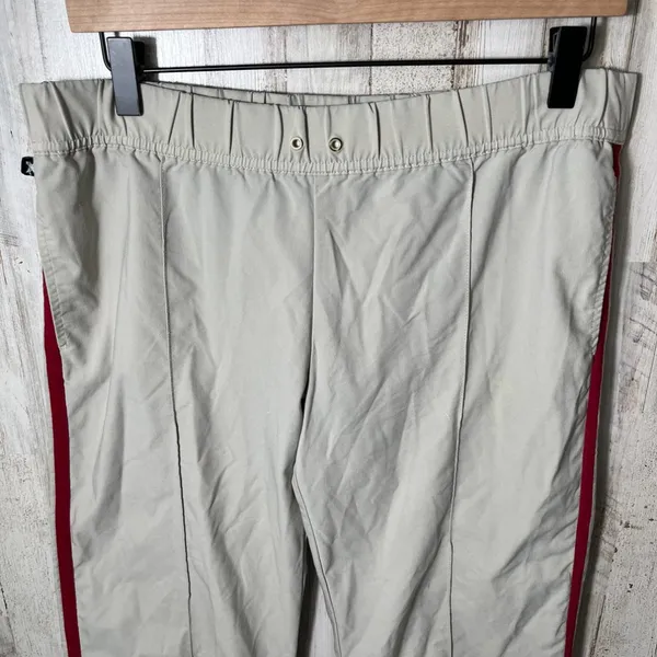 Vintage Y2k Express Cream Red Stripe Sweat Pants Wide Leg Womens Medium‎ - Image 3