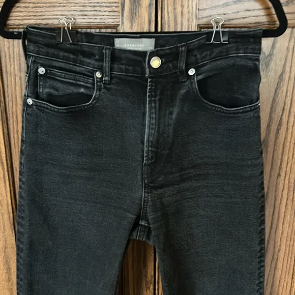 Everlane | The Way High Jean in Black with Raw Hem | womens 26 - Image 8