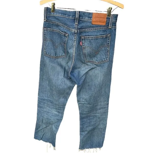 Levi’s 26” Wedgie Straight high waisted button fly raw hem jeans. - Image 4