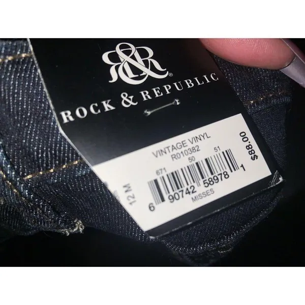 Rock & Republic Vintage Vinyl Jeans Nwt fall casual bedazzled y2k flare denim - Image 4