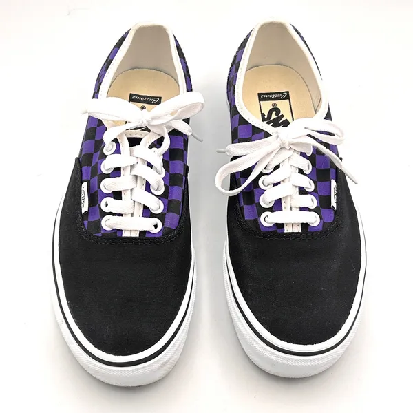 Vans Customs Shoes Womens 8.5 Mens 7 Black Purple Low Top Checkerboard Sneakers - Image 9