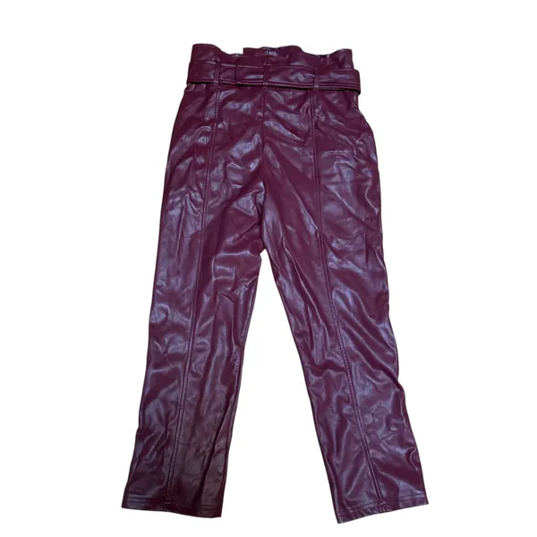 VICI burgundy faux leather cropped pants - Image 3