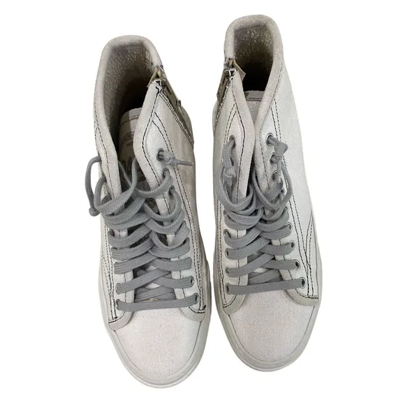 P448 Sally High Top Sneakers Cream‎ Snake Print Leather EU 38 - Image 2
