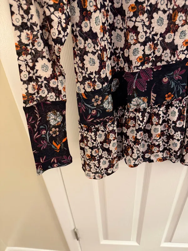 Free People Floral Semi Sheer Long Sleeve Isabella Tunic Blouse Small - Image 6