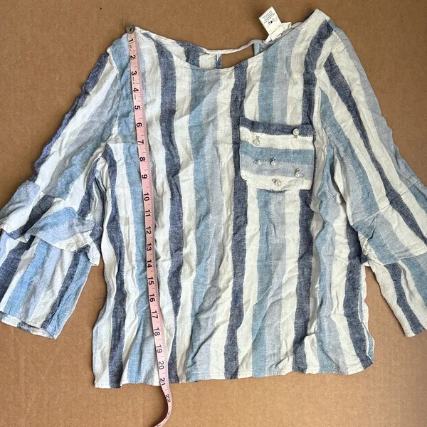 Urban Romantics Striped Blue and White Women's Top - Image 6