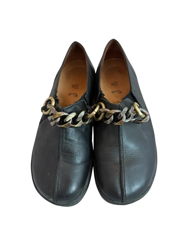 Birkenstock Footprints Black Slip-On Loafers Shoes w/ Chain Comfortable Size 38 - Image 2