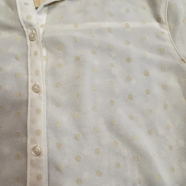 Hollister Top Small Womens Polka Dot Button‎ Down Shirt Sheer *flaws - Image 4