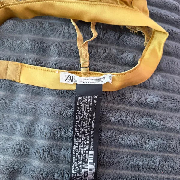 Zara Gold Mulberry Silk Lace Bralette - Image 2