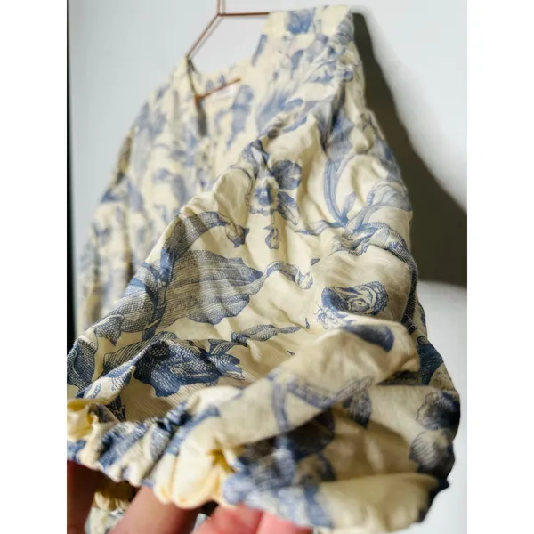 SANDRO Off White Floral Lace Up Neck Tie Mini Josella Dress Size Small - Image 6