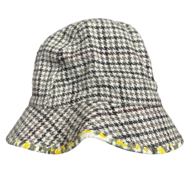 VTG Y2K Gap Bucket Hat Brown Houndstooth Plaid Wool Blend S/M Gossip Preppy 90s - Image 6