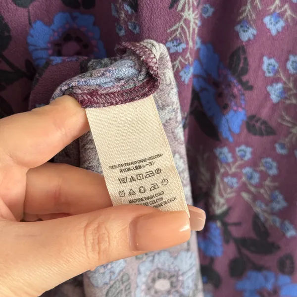 Free People Wine Purple Blue Boho Floral Mystery Bell Sleeve Tunic Blouse - Image 14