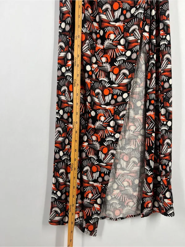 Free‎ People Daria Maxi Dress in Black Orange White High Slit Wrap S NWT - Image 13