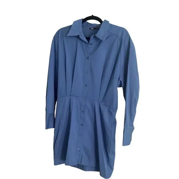 ✨Zara Blue Pleated Shirt Dress✨ - Image 12