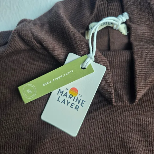 Marine Layer NWT 51Y Lexi Rib Ruched Turtleneck Dress Cocoa Brown Small‎ - Image 5