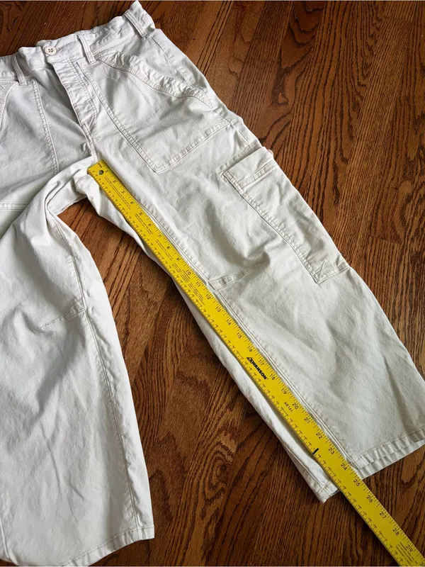 Pilcro Anthropologie Millie Low-Slung Barrel Cargo Pants Ivory Size 28 - Image 14