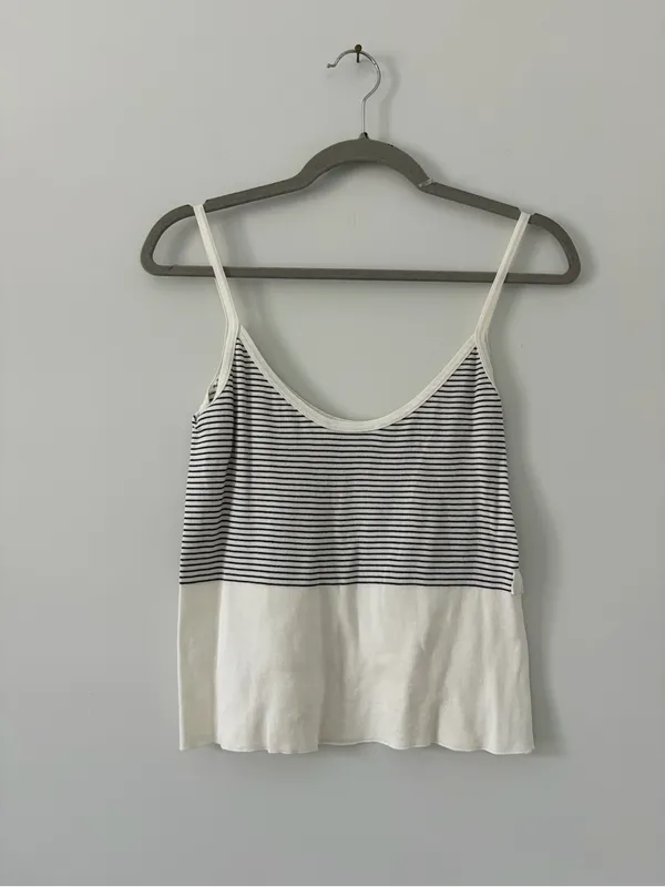 Anne Fontaine Paris Vintage Lindsey White Black Stripe Sleeveless Cami M - Image 3