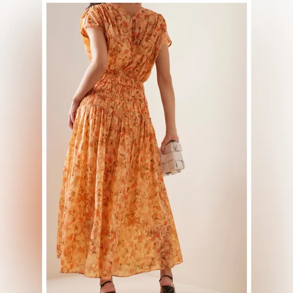NWT Acler Bicknell Shirred Printed Metallic-Cotton‎ Maxi Dress Size 4 - Image 2