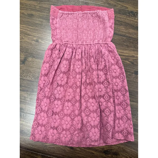 Abercrombie & Fitch Strapless Floral‎ Lace Mini Dress - Mauve / Plum (Size S) - Image 4