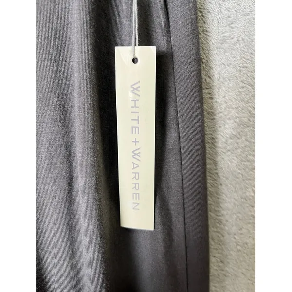 White + Warren Soft VNeck Tank Dress Flint Gray Sleeveless Jersey Knit Small New - Image 9