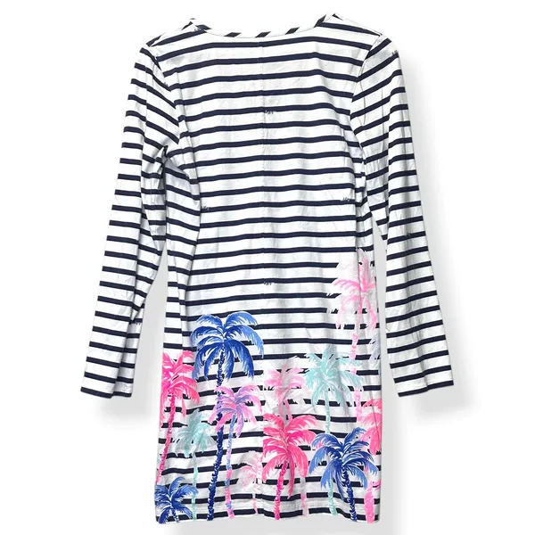 Lilly Pulitzer T-Shirt Dress Cotton Striped Palm Tree Coastal Resort Womens L - Image 3
