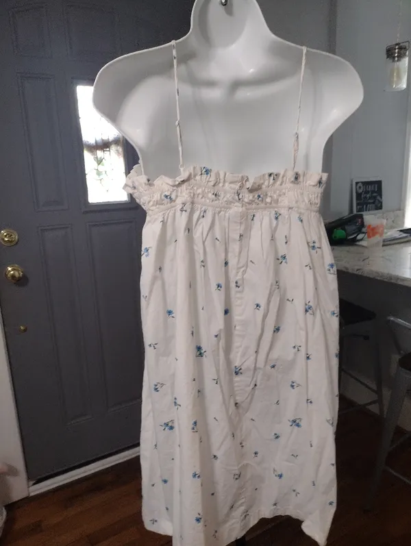 H&M Cream Dress with Light Blue Floral Print Sundress - Image 4