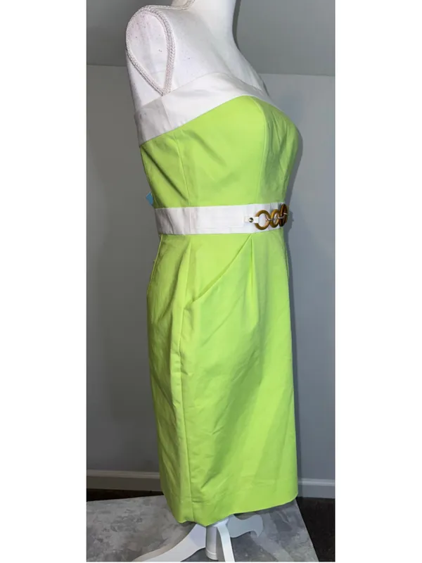 NEW Antonio Melani Strapless Dress Size 6 Lime Green White - Image 9
