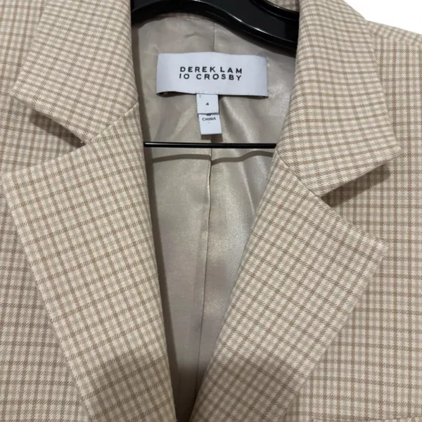 10 Crosby Derek Lam Checkered Tan Blazer Size S - Image 3