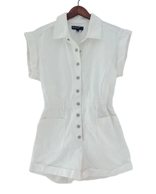 Blank NYC White Denim Romper Sz S - Image 3