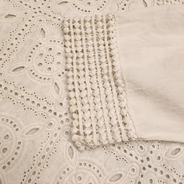 646 Main white eyelet embroidered short sleeve top tunic large 100% cotton - Image 5