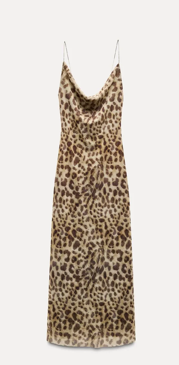 Zara maxi long Leopard cheetah print bodycon dress evening date coctail - Image 14