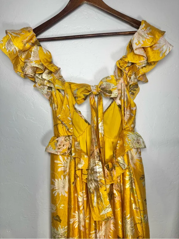 H&M Lyocell Blend Flounced Ruffle Dress Size Medium - Image 7