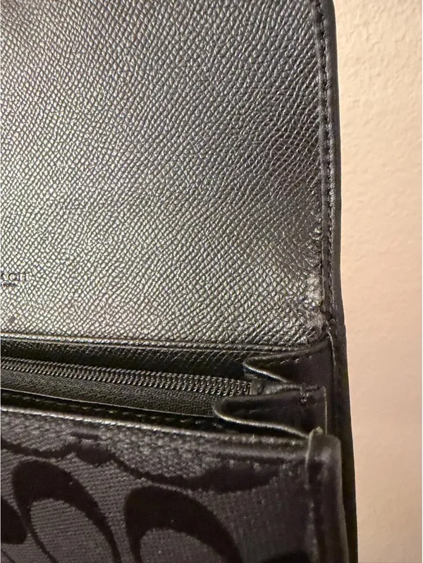 Black Coach Wallet with Silver Emblem - Image 3