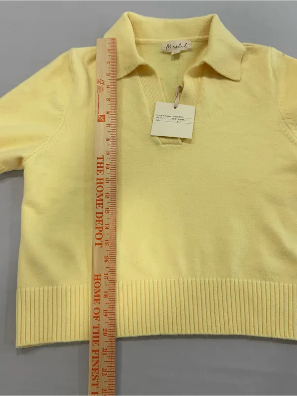 NWT Marled Creamy Yellow Short-Sleeve Polo Sweater‎ - Image 7