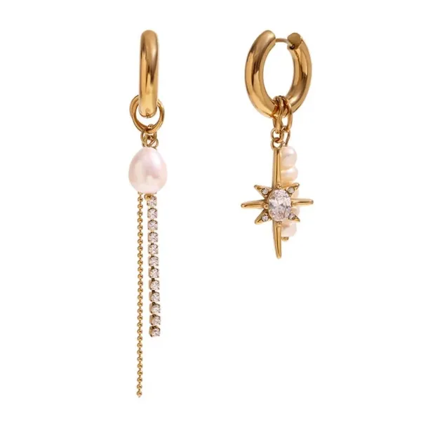 316L Stainless Steel‎ Freshwater Pearl StarDrop Earrings - Image 4
