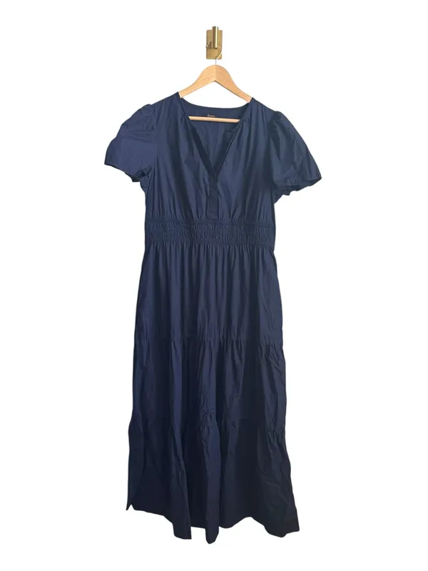 Quince 100% Organic Cotton Poplin Tiered Maxi Dress Navy Blue Size L - Image 6