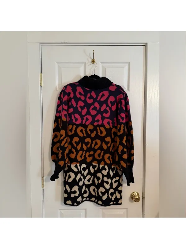 FARM Rio Mixed Leopard Sweater Dress - Image 12