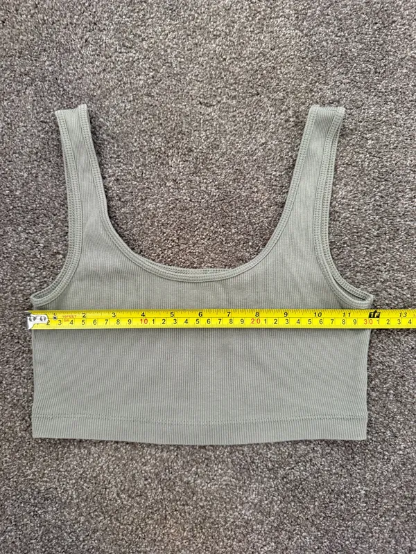 Sage Ribbed Scoop Neck Crop Tank Top Green - Image 2