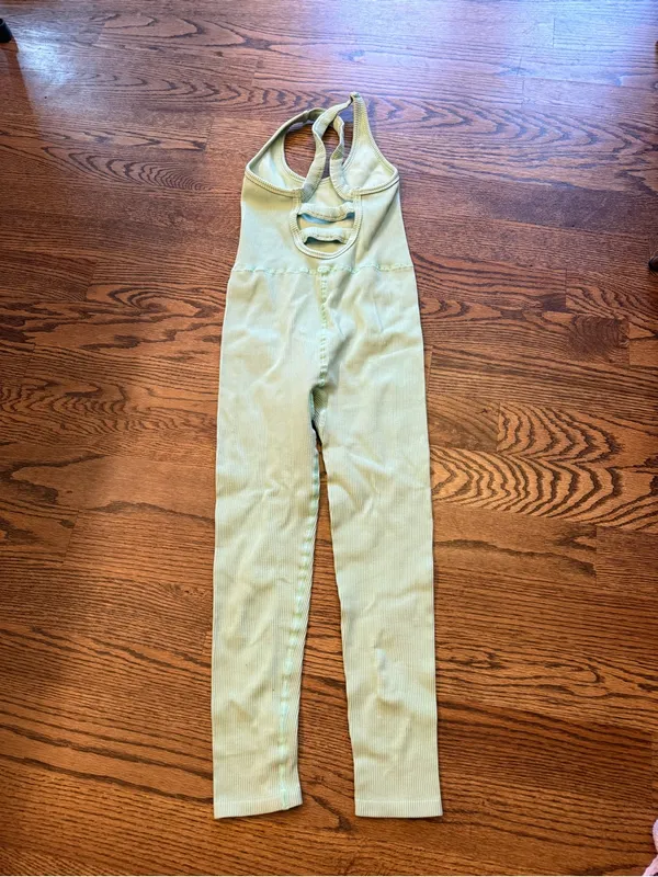 Free People Movement Free Throw Mint Ribbed Seamless Jumpsuit S - Image 6