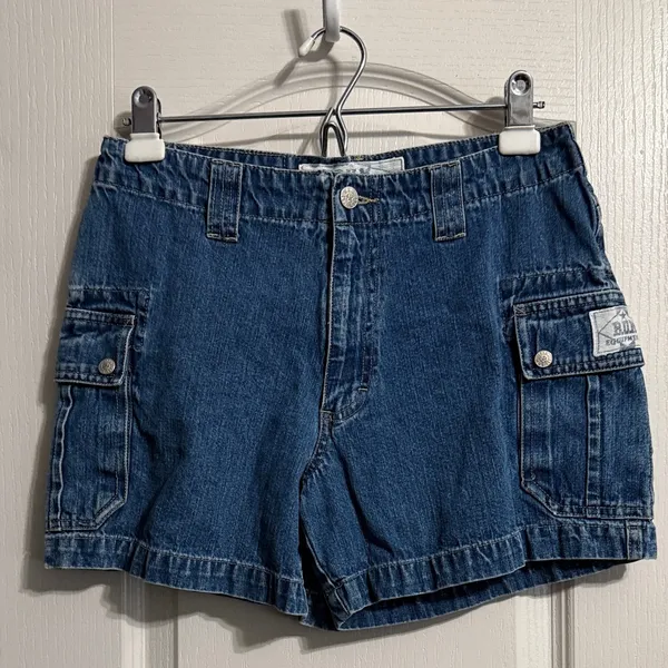 Vintage 90s B.U.M. Equipment Denim‎ Mini Cargo Shorts Jorts Y2K Indie Sleaze - Image 2