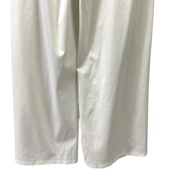 Source Unknown White Wide Leg High Waist Pull On Pants Pleated Front with Pockets Womens Medium - Image 5