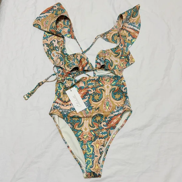 Cleobella Harlow One Piece Swimsuit Las‎ Palmas Paisley Ruffle Size Medium- NWT - Image 3