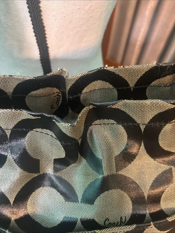 Coach “Op Art” Black and Tan Circle Logo Tote - Image 2