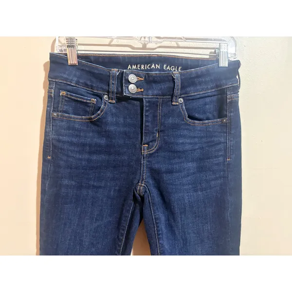 American Eagle Kick Boot Jeans Womens 4 Dark Blue Excellent Next Level Stretch - Image 9