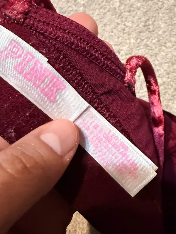 Victoria’s Secret PINK Red Velvet Strappy Back Unlined Triangle Bralette Size L - Image 4