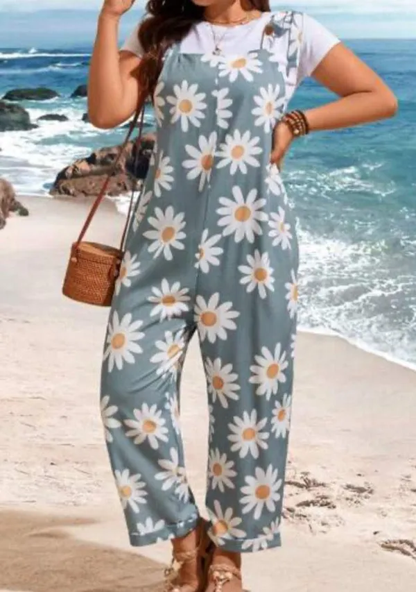 Overalls Harem Pants Adjustable Strap Ethnic Floral Jumpsuits Wild Leg XL Loose Fit Cure Rompers VTG design - Image 2