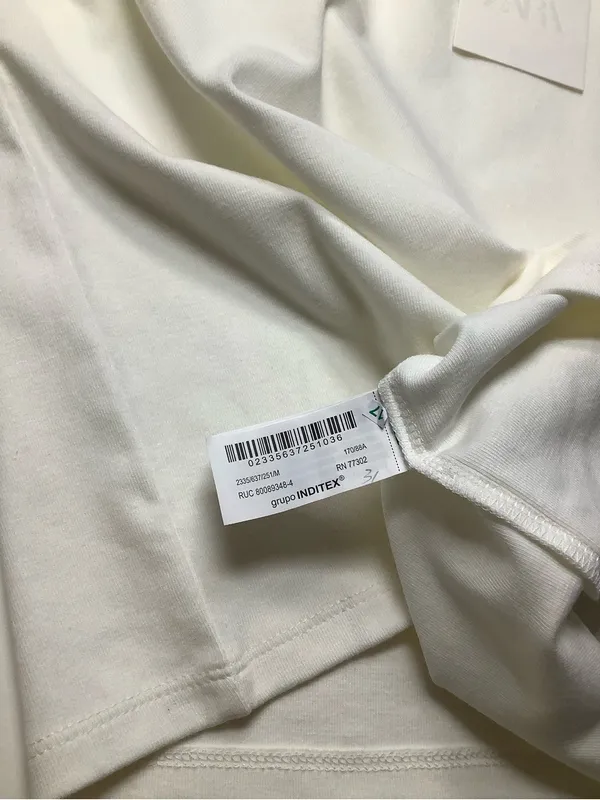 Zara Women’s Off White Short Sleeve Crewneck Tee Size M NWT Classic Wardrobe - Image 6